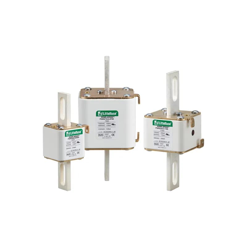Littelfuse PSR Series High-Speed Square Body Fuses are specially designed for protection of power semiconductor devices such as diodes, triacs, IGBTs, SCRs, MOSFETs and other solid-state devices that are typically designed into power conversion and power conditioning equipment. Variable frequency drives, inverters, UPS, rectifiers and soft-starters are examples of typical equipment designed with sensitive power semiconductor devices that cannot withstand any line surge or overcurrent conditions and require high-speed protection. Littelfuse POWR-SPEED® PSR Series products offer optimized circuit protection at the extremely fast speed required to protect modern day power conversion devices. Available in Bolted Blade Style Termination (Typical in North American Market) with visual blown fuse indication standard on all fuses and optional Micro-switch for external indication.