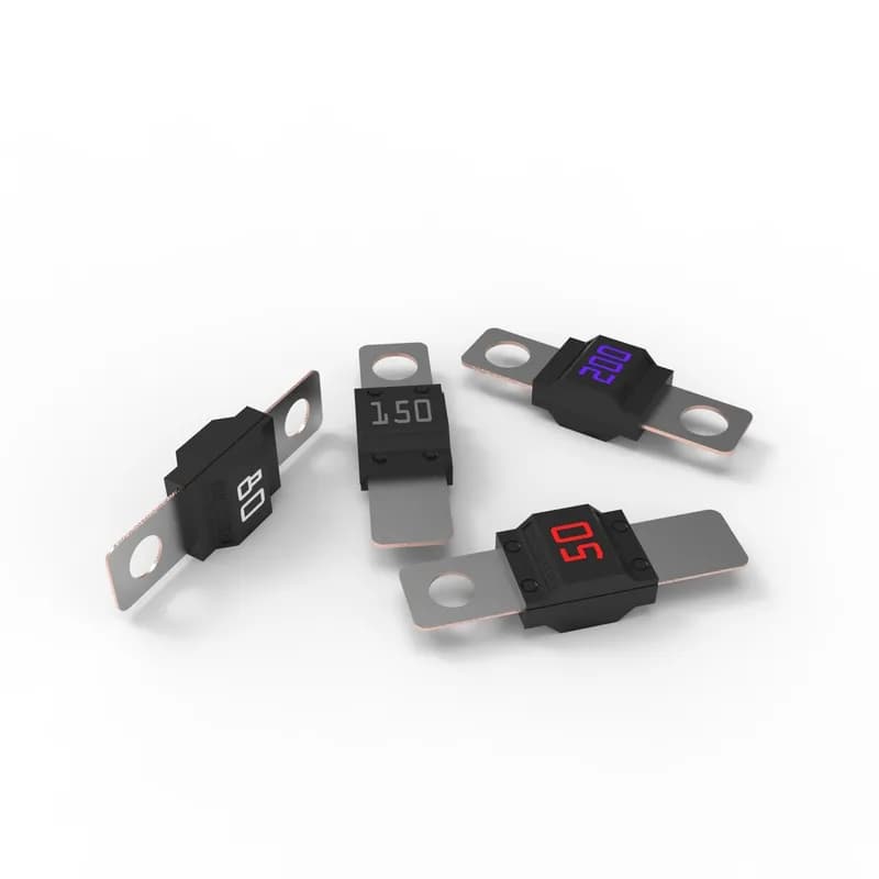 Space-saving MIDI® fuses protect high-current wiring harnesses. The bolt-down automotive fuses employ diffusion pill technology to provide time-delayed performance. Use MIDI Time Lag 32V fuses with ratings of 150 A to 200 A only for short circuit protection.