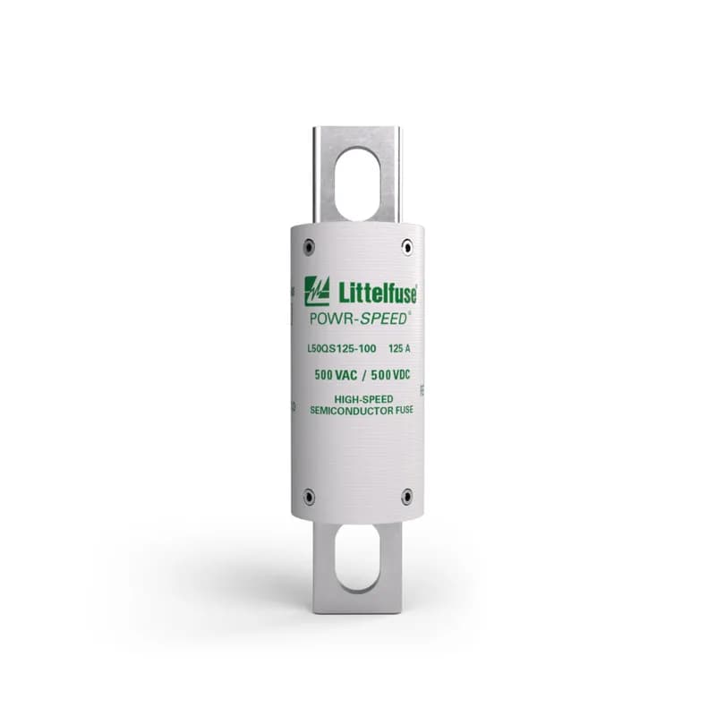 Littelfuse L50QS125.TX100 - The L50QS series is a next-generation high-speed fuse with optimized circuit protection for the safeguarding of sensitive, high-power semiconductor devices. These products are found in various sectors including pulp, paper and processing industries, cranes and heavy-lifting equipment, wastewater treatment plants, large factories and MRO facilities. These POWR-SPEED fuses are extremely current limiting and are designed with lower energy let-through (I2t) characteristics, to provide balanced performance and extend longevity while lowering potentially equipment-damaging heat energy. They are designed in the traditional North American bolted-style package and include a universal mounting option to meet customer requirements for a variety of application installation configurations.