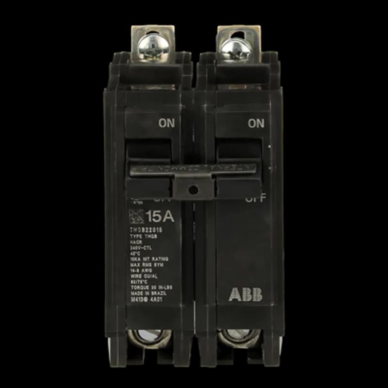 Q line circuit breakers are one-inch wide per pole, compact, thermal-magnetic devices designed for residential and commercial applications. The QB breakers are bolt-on versions of the Q Line used for bolting to the bus connections of load centers and lighting panels. All Q Line circuit breakers feature Quick-make / Quick-break mechanisms, common trip bars, and easy to spot trip indication to ensure safety and reliability. Q Line breakers are available in 1, 2, and 3 pole versions, can be ordered with auxiliary contact and shunt trip accessories, and can be ordered for use in HID applications. 2015 Amps 15 A