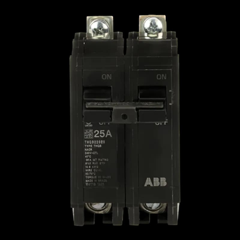 Q line circuit breakers are one-inch wide per pole, compact, thermal-magnetic devices designed for residential and commercial applications. The QB breakers are bolt-on versions of the Q Line used for bolting to the bus connections of load centers and lighting panels. All Q Line circuit breakers feature Quick-make / Quick-break mechanisms, common trip bars, and easy to spot trip indication to ensure safety and reliability. Q Line breakers are available in 1, 2, and 3 pole versions, can be ordered with auxiliary contact and shunt trip accessories, and can be ordered for use in HID applications. 2025 Amps 25 A