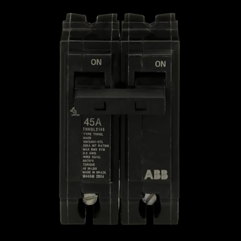 Q line circuit breakers are one-inch wide per pole, compact, thermal-magnetic devices designed for residential and commercial applications. The QL breakers are plug-in versions of the Q Line used for connection to load centers and lighting panels. All Q Line circuit breakers feature Quick-make / Quick-break mechanisms, common trip bars, and easy to spot trip indication to ensure safety and reliability. Q Line breakers are available in 1, 2, and 3 pole versions, can be ordered with auxiliary contact and shunt trip accessories, and can be ordered for use in HID applications. 2145 Amps 45 A