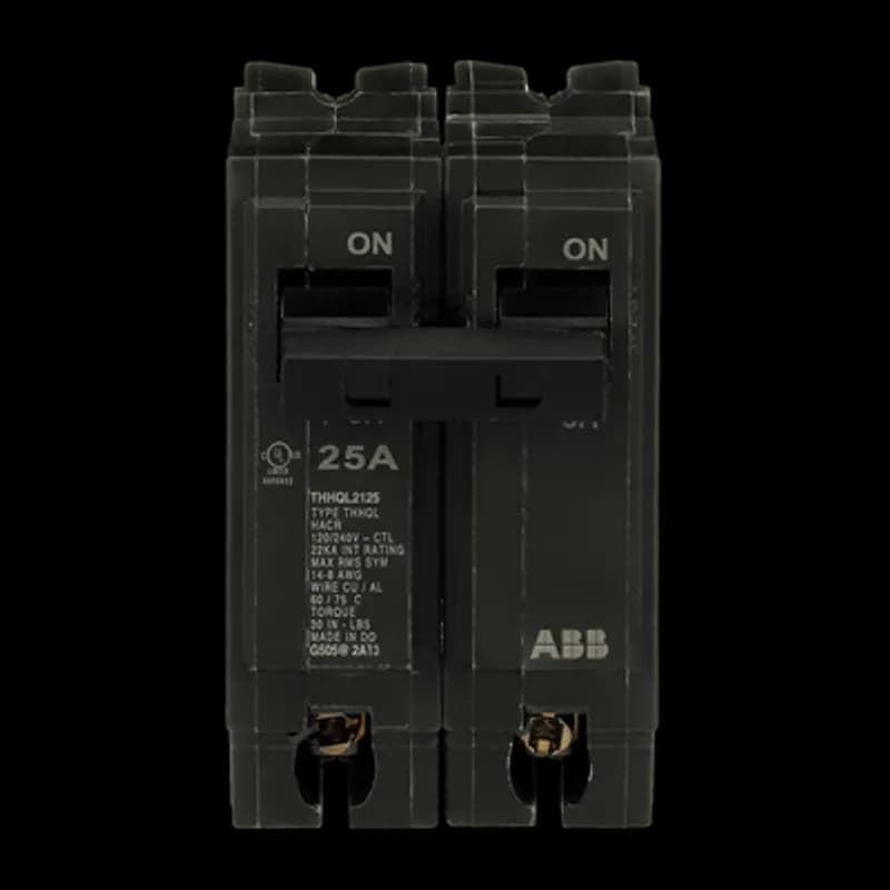 Q line circuit breakers are one-inch wide per pole, compact, thermal-magnetic devices designed for residential and commercial applications. The QL breakers are plug-in versions of the Q Line used for connection to load centers and lighting panels. All Q Line circuit breakers feature Quick-make / Quick-break mechanisms, common trip bars, and easy to spot trip indication to ensure safety and reliability. Q Line breakers are available in 1, 2, and 3 pole versions, can be ordered with auxiliary contact and shunt trip accessories, and can be ordered for use in HID applications. 2125 Amps 25 A