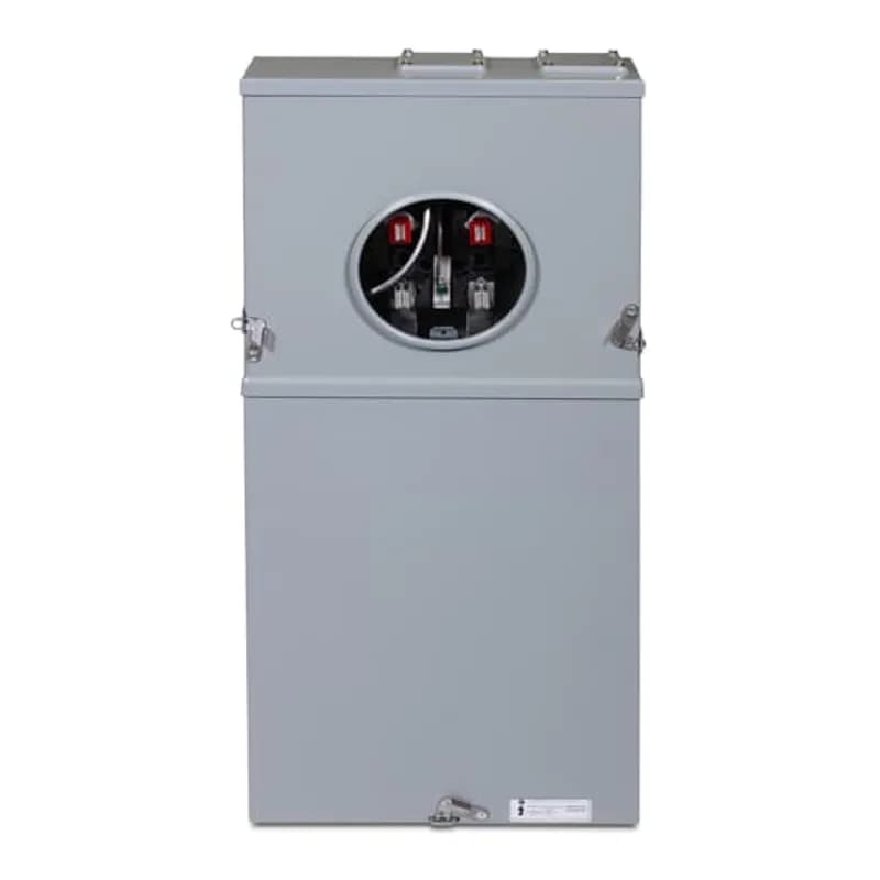 ABB - Electrification TSMF815CSFL - PowerMark Gold Meter Socket Load Centers are an ideal option for residential applications. Additonally, PowerMark Gold Meter Socket Load Centers provide increased reliability and maximum circuit layout flexibility. All our PowerMark Gold Meter Socket Load Centers are built with high-quality materials for extended durability. Furthermore, their perfected design allows for an easy and fast installation. The TSM815CSFL is a main breaker, farm panel meter socket with a ring and features spaces for 8, 1" breakers, a 150A main ampere rating, a feed through lug, and an outdoor suitable, surface enclosure.