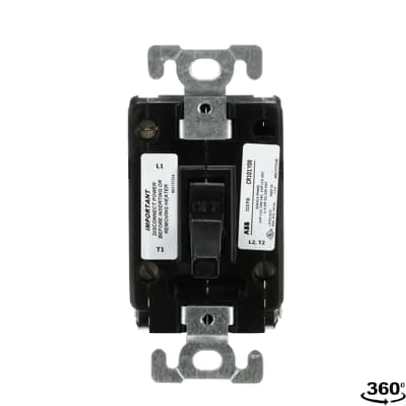Starters, NEMA, Manual, Non-Reversing, NEMA Enclosure Open Type, Number of Poles 1, Maximum HP 1 @ 115/230 VAC, Rated Volts 230 VAC/VDC, Rated Amps 16 Amp, Depth 2.31 Inch, Width 1.70 Inch, Height 3.81 Inch, Features Toggle Operation, Includes Unmounted Nameplate Device requires one thermal unit not included. Select thermal unit separately-look under Thermal Units., Open Type