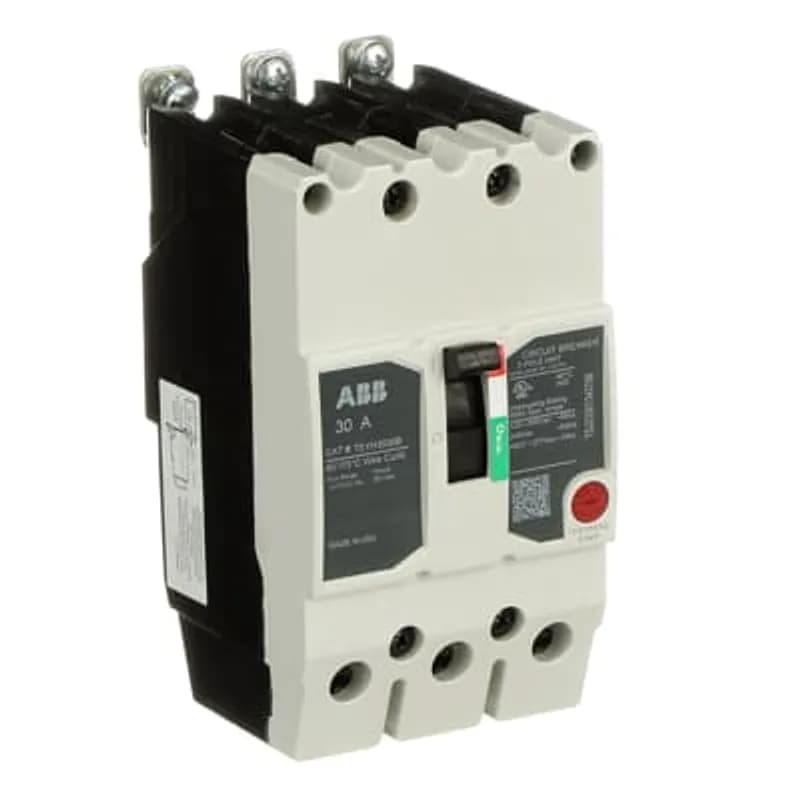 ABB - Electrification TEYH3030B - The TEY is a one-inch wide per pole, compact, "bolt-on" circuit breaker for use on grounded 480Y/277 Vac systems. The bolt-on mounting base accessory makes the TEY suitable for varied applications as a lug-lug breaker. All TEY circuit breakers feature Quick-make / Quick-break mechanisms, common trip bars, and easy to spot trip indication to ensure safety and reliability. TEYH breakers are available in 1, 2, and 3 pole versions 2&3 pole versions can be ordered with auxiliary contact, shunt trip, undervoltage release, or bell alarm accessories. TEYx Circuit Breaker 3P 30A