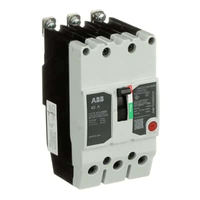 ABB - Electrification TEYL3040B - The TEY is a one-inch wide per pole, compact, "bolt-on" circuit breaker for use on grounded 480Y/277 Vac systems. The bolt-on mounting base accessory makes the TEY suitable for varied applications as a lug-lug breaker. All TEY circuit breakers feature Quick-make / Quick-break mechanisms, common trip bars, and easy to spot trip indication to ensure safety and reliability. TEYL breakers are available in 1, 2, and 3 pole versions 2&3 pole versions can be ordered with auxiliary contact, shunt trip, undervoltage release, or bell alarm accessories. TEYX CIRCUIT BREAKER 3P 40A