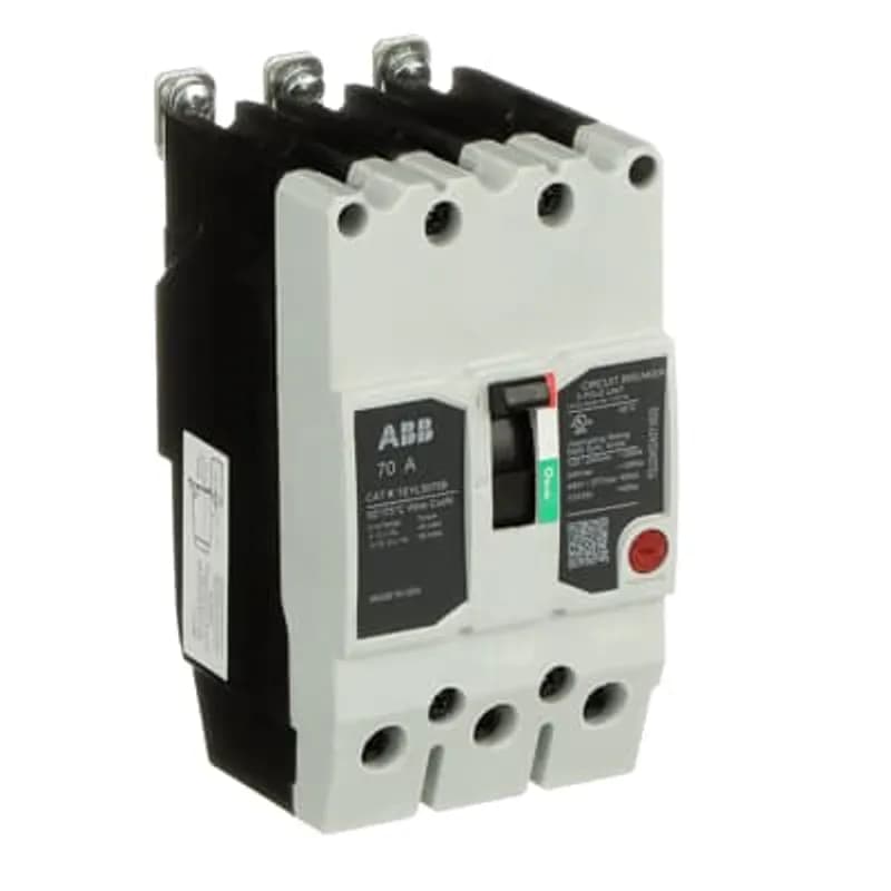 ABB - Electrification TEYL3070B - The TEY is a one-inch wide per pole, compact, "bolt-on" circuit breaker for use on grounded 480Y/277 Vac systems. The bolt-on mounting base accessory makes the TEY suitable for varied applications as a lug-lug breaker. All TEY circuit breakers feature Quick-make / Quick-break mechanisms, common trip bars, and easy to spot trip indication to ensure safety and reliability. TEYL breakers are available in 1, 2, and 3 pole versions 2&3 pole versions can be ordered with auxiliary contact, shunt trip, undervoltage release, or bell alarm accessories. TEYX CIRCUIT BREAKER 3P 70A