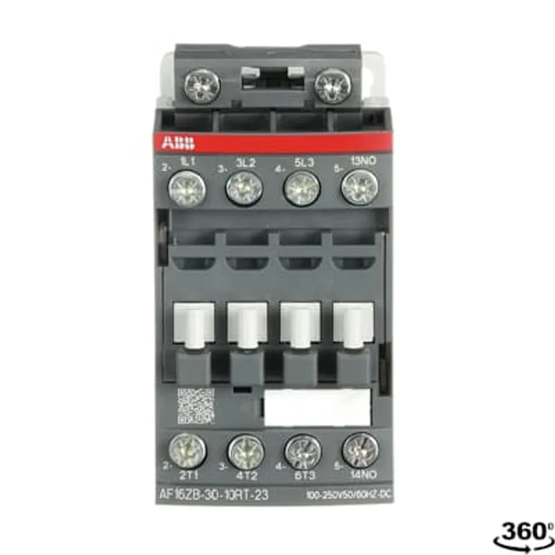AF16ZB..RT 3-pole contactors comply with the latest railway rolling stock standards and allow installation in passengers or driver cabins for trains frequently operating tunnels or undergrounds. They are mainly used for controlling 3-phase motors and power circuits up to 690 V AC and 220 V DC. Improve the compactness of the installations thanks to reduced dimension and side-by-side mounting requiring less 15% width (without spacing) from -40 °C up to +70 °C. Meet all main rollling stocks standards: IEC 60947-4-1, IEC 60947-5-1, IEC 60077-1/-2 and applicable parts of EN 50155 standards, shocks and vibration withstand conforming to IEC 61373 cat. 1, class B. Reach the highest levels in fire and smoke behaviour with compliance to European standard EN 45545-2 (HL2, HL3 hazard levels) in group mounting Reduce train energy with lighter devices and requiring 68% less coil energy consumption in operation. Electronic coil interface handling large DC voltage fluctuation voltage, including several Uc DC control voltages used for battery supply and accepting sinusoïdal AC 50/60 Hz control supplies included inside Ucmin.... Ucmax voltage range. Max permitted AC 50/60 Hz control voltage must not be exceeded (see technical data). Wide range of auxiliary contact blocks for front and side mounting.