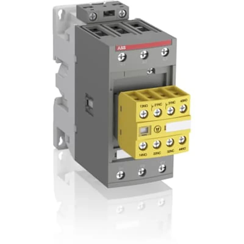 AFS40 ... AFS96 contactors are designed for machine safety applications. They are delivered with fixed front-mounted auxiliary contact blocks making them ideal for monitoring and controlling circuits. Mechanically linked and mirror contacts make your system safer. - control circuit with electronic coil interface: - 24...60 V AC, 20...60 V DC and 100...250 V AC / DC operated accepting a wide control voltage range - reduced panel energy consumption - mirror and mechanically linked contacts, with front marked symbol acc. to IEC60947-5-1, always guaranteeing the right contactor status - front-mounted auxiliary contact block: - permanently fixed - protective cover to prevent manual operation - yellow housing for easy identification - minimum switching capacity 12 V / 3 mA, with a failure rate 10-7 acc. to IEC 60947-5-4 - built-in surge suppression