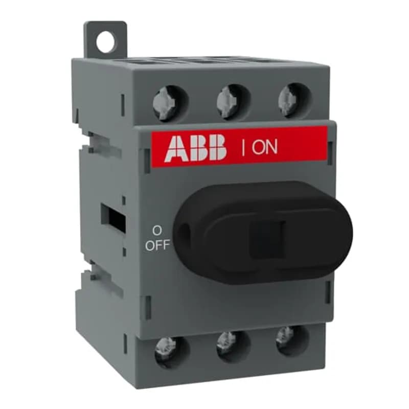 3-pole, front operated, base mounted, DIN-rail mountable switch-diconnector / non-fusible diconnect switch with protected clamp terminals, handle and shaft are not included
