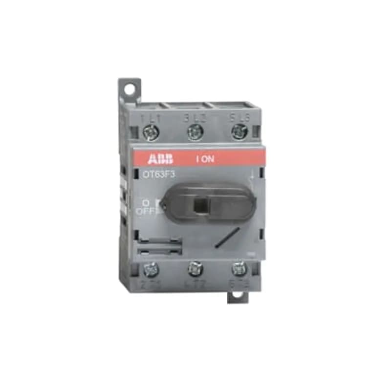 3-pole, front operated, base mounted, DIN-rail mountable switch-diconnector / non-fusible diconnect switch with protected clamp terminals, handle and shaft are not included