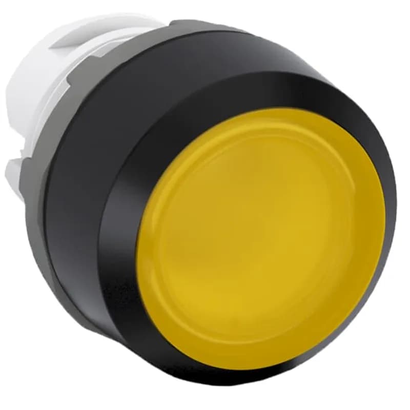 Modular Pushbutton - Maintained - Flush - Yellow - Illuminated - Black plastic - No contact block