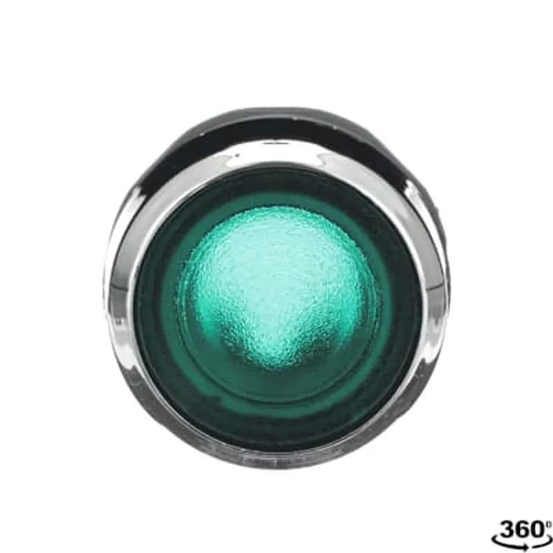 Modular Pushbutton - Momentary - Flush - Green - Illuminated - Chrome plastic - No contact block