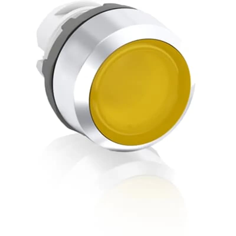 Modular Pushbutton - Momentary - Flush - Yellow - Illuminated - Chrome metal - No contact block