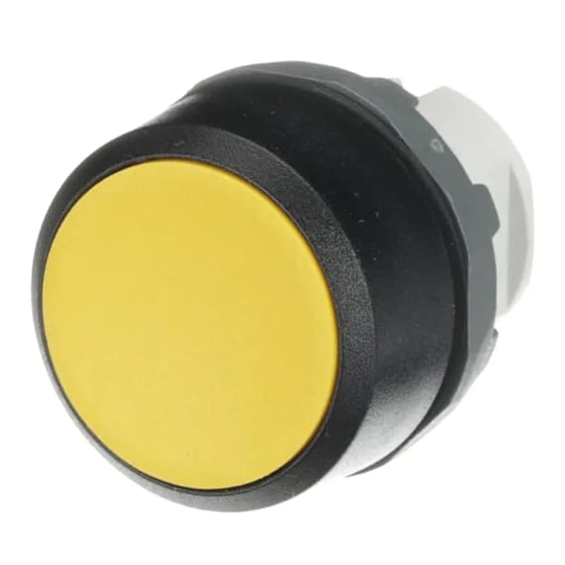 Modular Pushbutton - Maintained - Flush - Yellow - Non-illuminated - Black plastic - No contact block