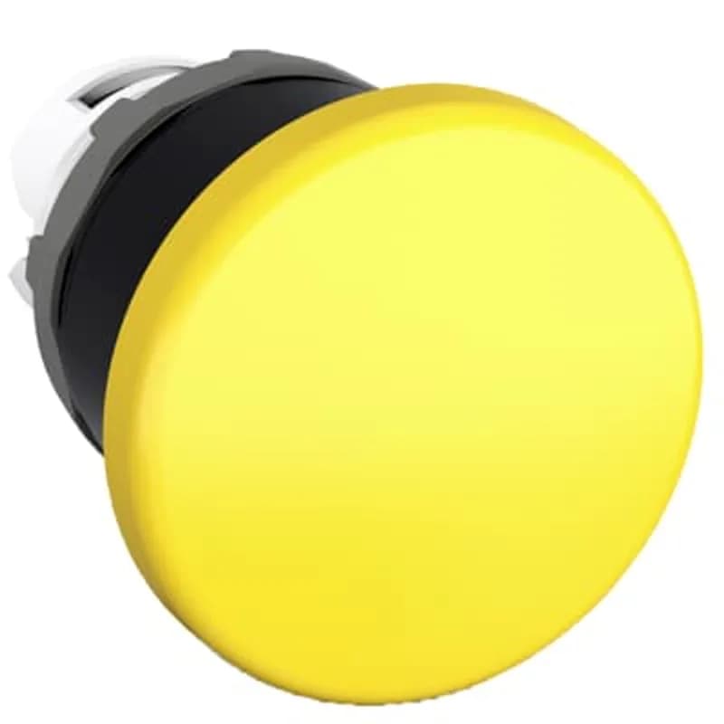 Modular Mushroom pushbutton - Momentary - Mushroom 40mm - Yellow - Non-illuminated - Black plastic - No contact block