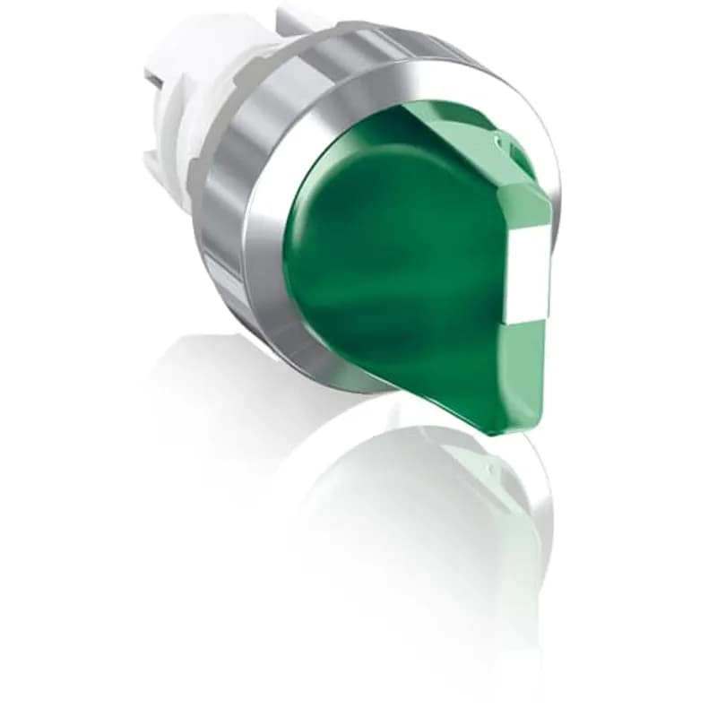 Modular Selector Switch - 3-Pos Maintained - Short handle - Green - Illuminated - Chrome metal - No contact block