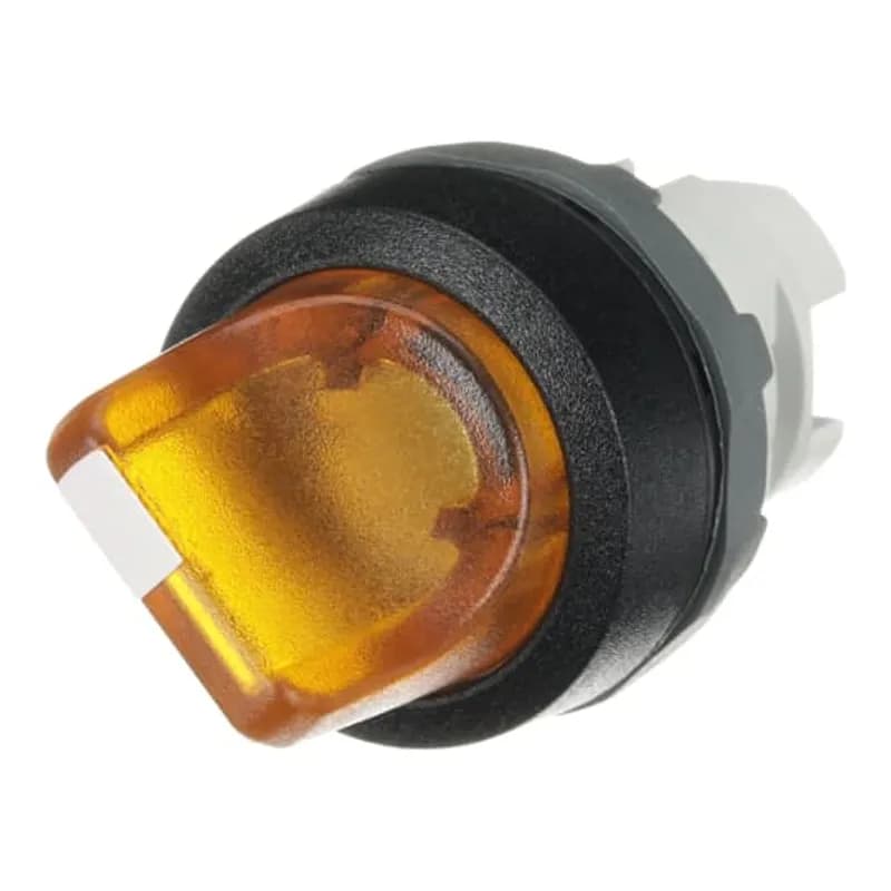 Modular Selector Switch - 2-Pos Maintained - Short handle - Yellow - Illuminated - Black plastic - No contact block