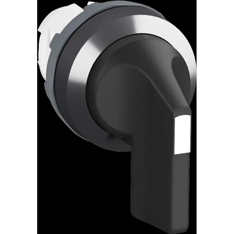 ABB - Electrification M2SS6-30B - Modular Selector Switch - 2-Pos Momentary, spring return from C to B - Long handle - Black - Non-illuminated - Chrome metal - No contact block