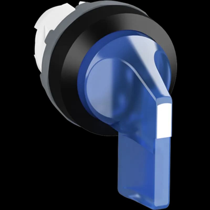 Modular Selector Switch - 2-Pos Maintained - Long handle - Blue - Illuminated - Black plastic - No contact block