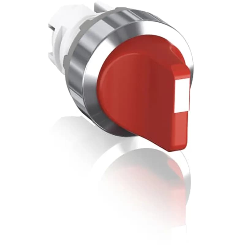 Modular Selector Switch - 3-Pos Maintained - Short handle - Red - Non-illuminated - Chrome metal - No contact block