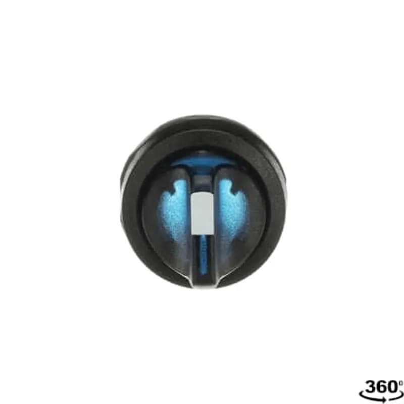 Modular Selector Switch - 3-Pos Maintained - Short handle - Blue - Illuminated - Black plastic - No contact block