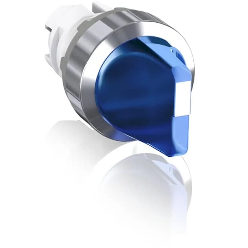 Modular Selector Switch - 3-Pos Maintained - Short handle - Blue - Illuminated - Chrome metal - No contact block
