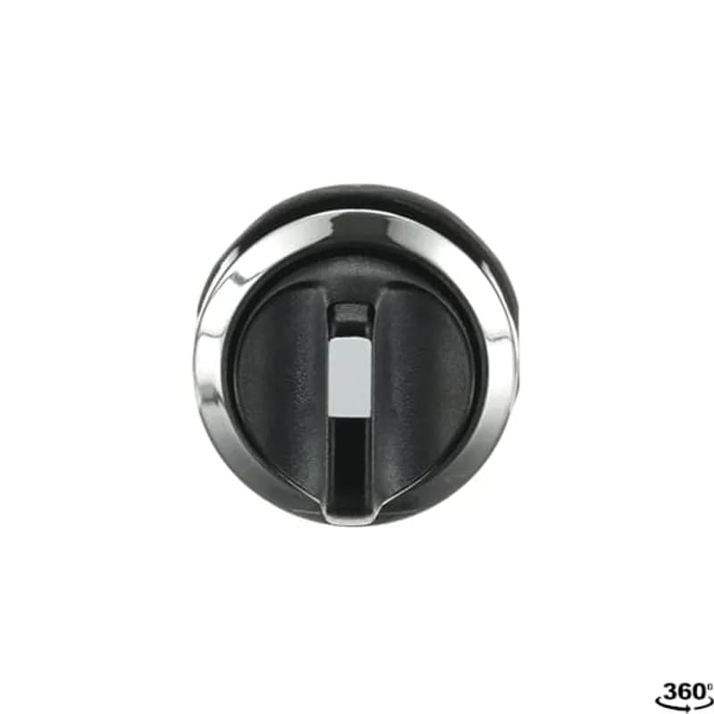 Modular Selector Switch - 3-Pos Momentary, spring return from A and C to B - Short handle - Black - Non-illuminated - Chrome metal - No contact block