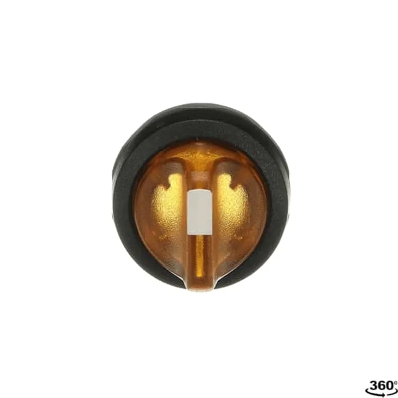 Modular Selector Switch - 3-Pos Maintained/Momentary, A and B fixed, spring return from C to B - Short handle - Yellow - Illuminated - Black plastic - No contact block