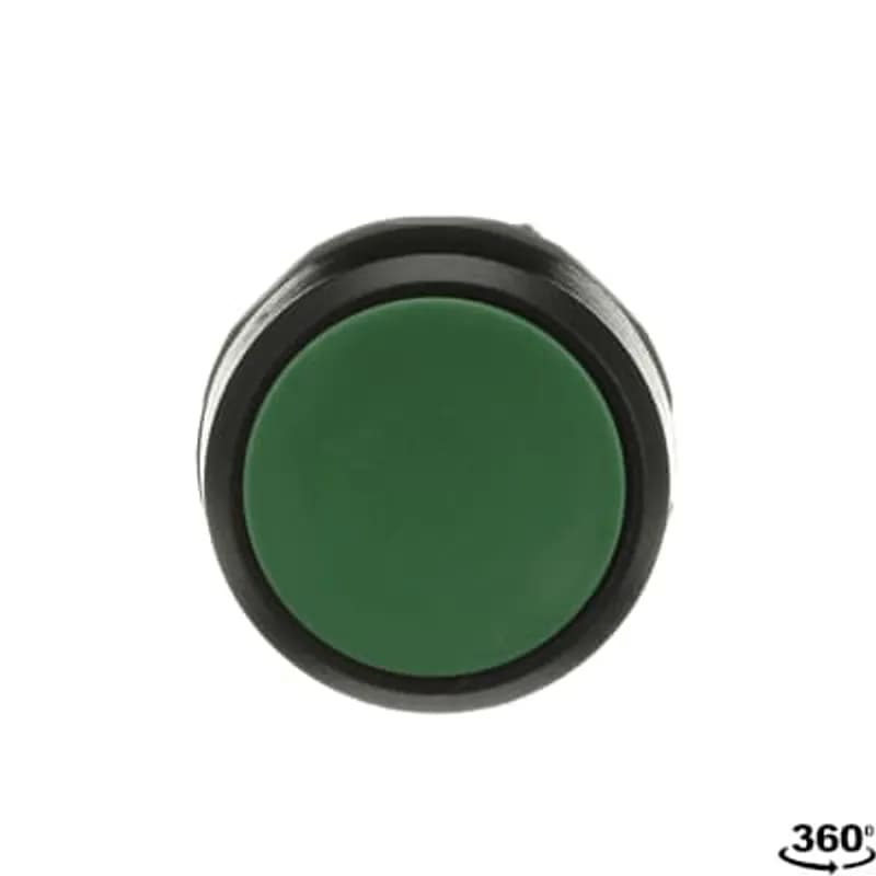 Modular Reset Pushbutton - Momentary - Flush - Green - Non-illuminated - Black Plastic - No text