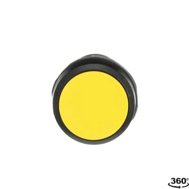 Compact Pushbutton - Momentary - Flush - Yellow - Non-illuminated - Black plastic - 1NO
