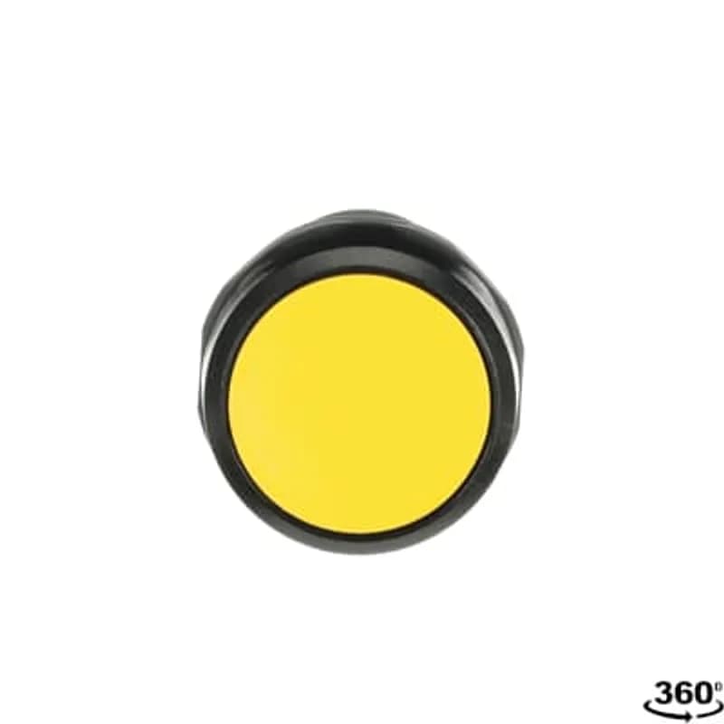 Compact Pushbutton - Momentary - Flush - Yellow - Non-illuminated - Black plastic - 2NO