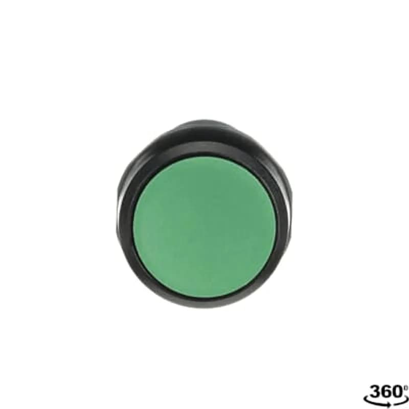 Compact Pushbutton - Momentary - Flush - Green - Non-illuminated - Black plastic - 1NO+1NC