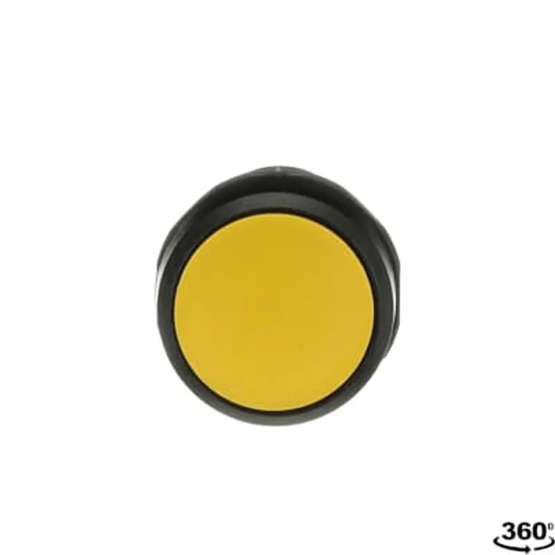 Compact Pushbutton - Momentary - Flush - Yellow - Non-illuminated - Black plastic - 1NO+1NC