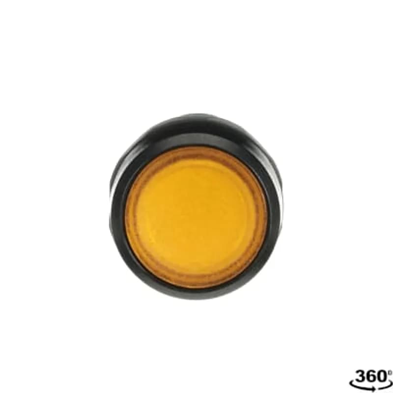 Compact Pushbutton - Momentary - Flush - Yellow - Illuminated - Black plastic - 1NO
