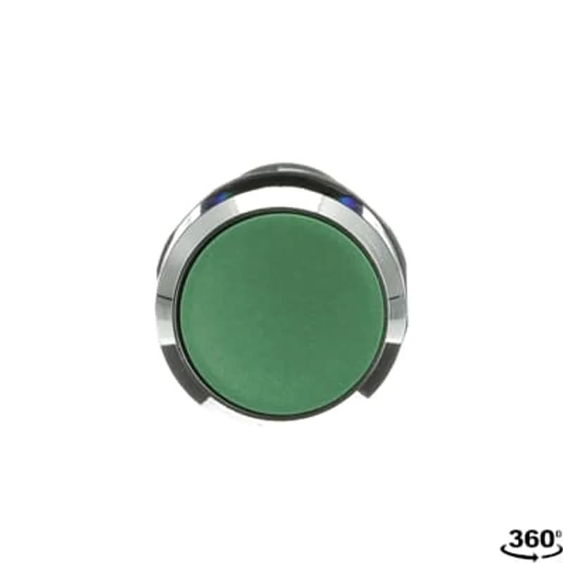 Compact Pushbutton - Momentary - Flush - Green - Non-illuminated - Chrome plastic - 1NO+1NC