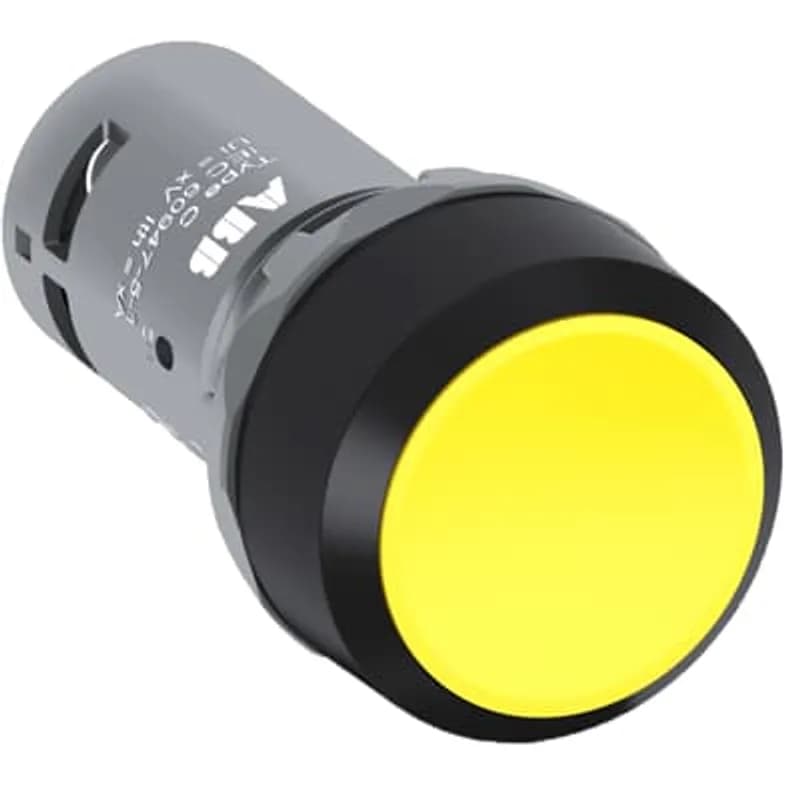 Compact Pushbutton - Maintained - Flush - Yellow - Non-illuminated - Black plastic - 1NO