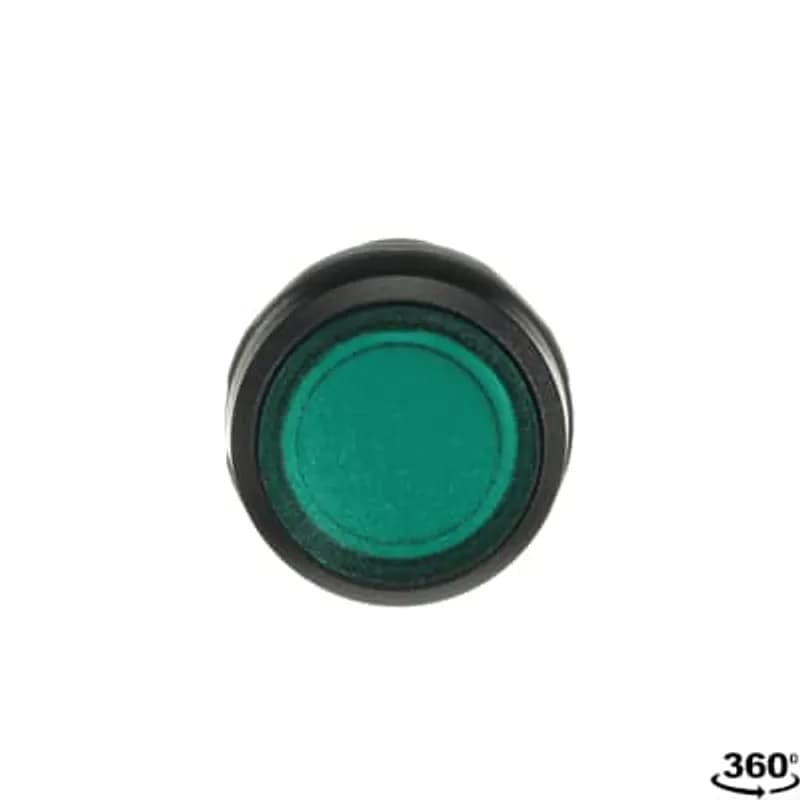 Compact Pushbutton - Maintained - Flush - Green - Illuminated - Black plastic - 1NO