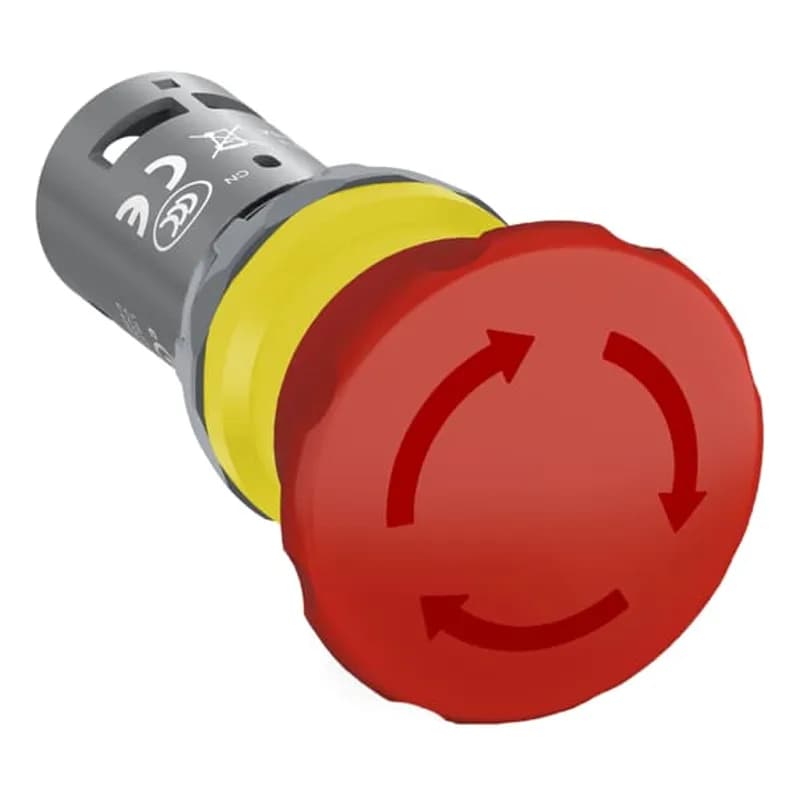 Compact Emergency Stop - Twist release - Mushroom 40mm - Red - Non-illuminated - Black plastic - 2NC