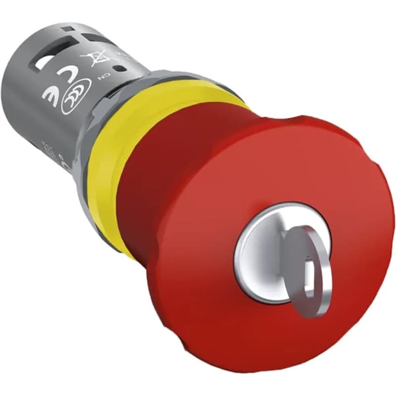 Compact Emergency Stop - Key release - Mushroom 40mm - Red - Non-illuminated - Black plastic - 2NC