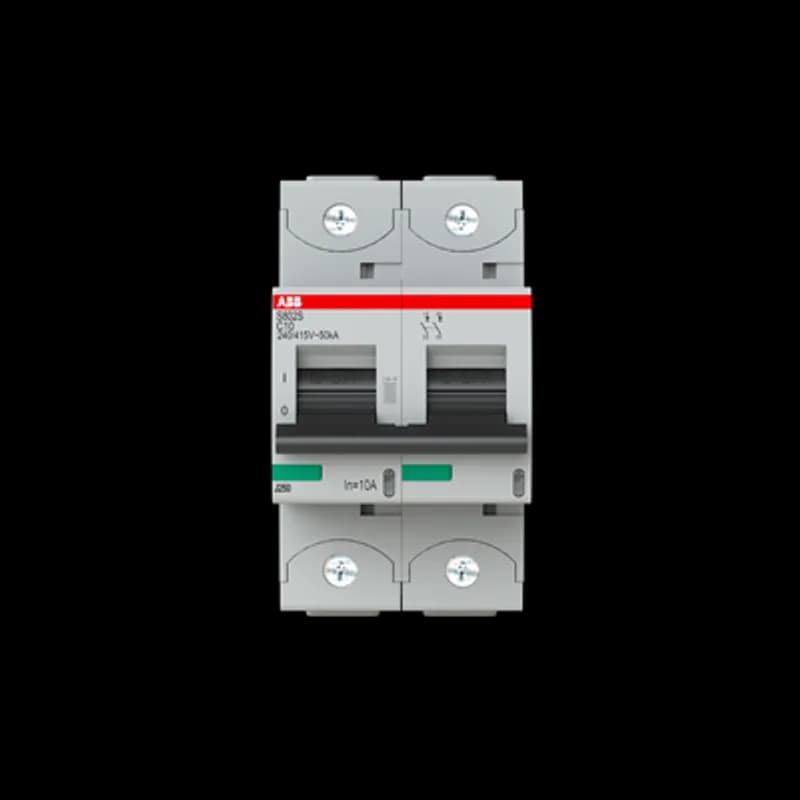 The S802S-C10 is a 2-pole High Performance Circuit breaker with C-characteristic, with cage terminal and a rated current of 10 A. It is a current limiting device with a maximum breaking capacity of 50kA at 240/415V. It can be used for voltages up to 400/690V and in DC as well. It has two different tripping mechanisms, the thermal tripping mechanism for overload protection and the electromechanic tripping mechanism for short circuit protection. The S802S-C10 complies with IEC/EN 60898-1 and IEC/EN 60947-2 and allows the use for residential, commercial and industrial applications. It has numerous of approvals, therefore it can be used worldwide. The extensive range of accessory makes the use of S802S-C10 more comfortable. Due to the fast arc extinction of S802S-C10 your application will be secured.