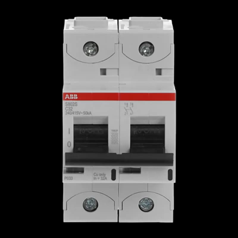 The S802S-C32 is a 2-pole High Performance Circuit breaker with C-characteristic, with cage terminal and a rated current of 32 A. It is a current limiting device with a maximum breaking capacity of 50kA at 240/415V. It can be used for voltages up to 400/690V and in DC as well. It has two different tripping mechanisms, the thermal tripping mechanism for overload protection and the electromechanic tripping mechanism for short circuit protection. The S802S-C32 complies with IEC/EN 60898-1 and IEC/EN 60947-2 and allows the use for residential, commercial and industrial applications. It has numerous of approvals, therefore it can be used worldwide. The extensive range of accessory makes the use of S802S-C32 more comfortable. Due to the fast arc extinction of S802S-C32 your application will be secured.