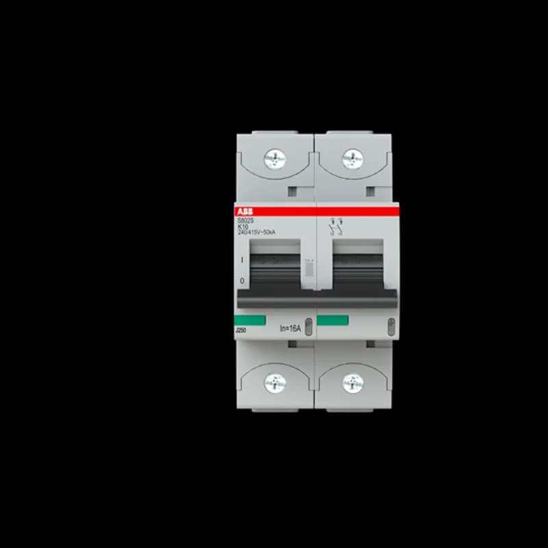The S802S-K16 is a 2-pole High Performance Circuit breaker with K-Characteristic, with cage terminal and a rated current of 16 A. It is a current limiting device with a maximum breaking capacity of 50kA at 240/415V. It can be used for voltages up to 400/690V and in DC as well. It has two different tripping mechanisms, the thermal tripping mechanism for overload protection and the electromechanic tripping mechanism for short circuit protection. The S802S-K16 complies with IEC/EN 60898-1 and IEC/EN 60947-2 and allows the use for residential, commercial and industrial applications. It has numerous of approvals, therefore it can be used worldwide. The extensive range of accessory makes the use of S802S-K16 more comfortable. Due to the fast arc extinction of S802S-K16 your application will be secured.