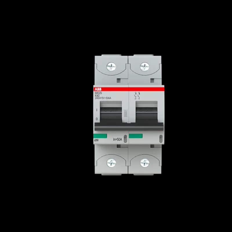 The S802S-K50 is a 2-pole High Performance Circuit breaker with K-Characteristic, with cage terminal and a rated current of 50 A. It is a current limiting device with a maximum breaking capacity of 50kA at 240/415V. It can be used for voltages up to 400/690V and in DC as well. It has two different tripping mechanisms, the thermal tripping mechanism for overload protection and the electromechanic tripping mechanism for short circuit protection. The S802S-K50 complies with IEC/EN 60898-1 and IEC/EN 60947-2 and allows the use for residential, commercial and industrial applications. It has numerous of approvals, therefore it can be used worldwide. The extensive range of accessory makes the use of S802S-K50 more comfortable. Due to the fast arc extinction of S802S-K50 your application will be secured.