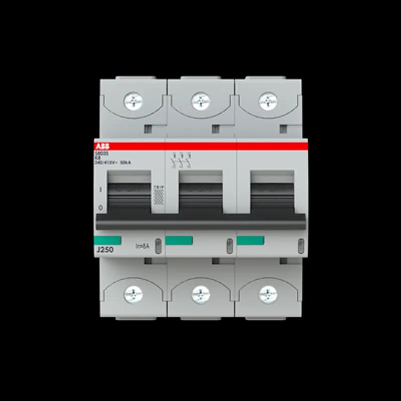 The S803S-K8 is a 3-pole High Performance Circuit breaker with K-Characteristic, with cage terminal and a rated current of 8 A. It is a current limiting device with a maximum breaking capacity of 50kA at 240/415V. It can be used for voltages up to 400/690V and in DC as well. It has two different tripping mechanisms, the thermal tripping mechanism for overload protection and the electromechanic tripping mechanism for short circuit protection. The S803S-K8 complies with IEC/EN 60947-2 and allows the use for industrial applications. It has numerous of approvals, therefore it can be used worldwide. The extensive range of accessory makes the use of S803S-K8 more comfortable. Due to the fast arc extinction of S803S-K8 your application will be secured.