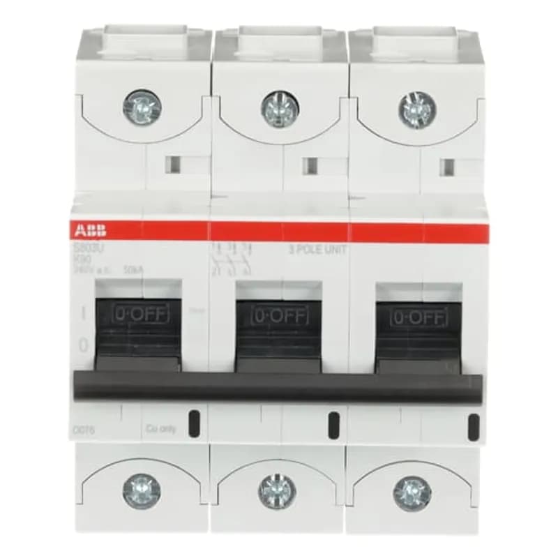 ABB - Electrification S803U-K90 - S803U-K90 3 Pole K Characteristic 90A 50kA 240/415VAC High Performance Circuit Breaker HPCB