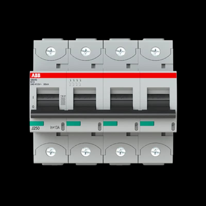 The S804S-B13 is a 4-pole High Performance Circuit breaker with B-characteristic, with cage terminal and a rated current of 6 A. It is a current limiting device with a maximum breaking capacity of 50kA at 240/415V. It can be used for voltages up to 400/690V and in DC as well. It has two different tripping mechanisms, the thermal tripping mechanism for overload protection and the electromechanic tripping mechanism for short circuit protection. The S804S-B13 complies with IEC/EN 60898-1 and IEC/EN 60947-2 and allows the use for residential, commercial and industrial applications. It has numerous of approvals, therefore it can be used worldwide. The extensive range of accessory makes the use of S804S-B13 more comfortable. Due to the fast arc extinction of S804S-B13 your application will be secured.