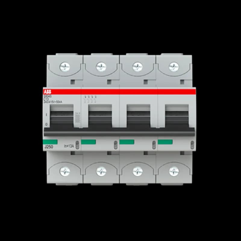 The S804S-C13 is a 4-pole High Performance Circuit breaker with C-characteristic, with cage terminal and a rated current of 6 A. It is a current limiting device with a maximum breaking capacity of 50kA at 240/415V. It can be used for voltages up to 400/690V and in DC as well. It has two different tripping mechanisms, the thermal tripping mechanism for overload protection and the electromechanic tripping mechanism for short circuit protection. The S804S-C13 complies with IEC/EN 60898-1 and IEC/EN 60947-2 and allows the use for residential, commercial and industrial applications. It has numerous of approvals, therefore it can be used worldwide. The extensive range of accessory makes the use of S804S-C13 more comfortable. Due to the fast arc extinction of S804S-C13 your application will be secured.