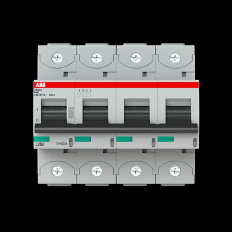 The S804S-B40 is a 4-pole High Performance Circuit breaker with B-characteristic, with cage terminal and a rated current of 40 A. It is a current limiting device with a maximum breaking capacity of 50kA at 240/415V. It can be used for voltages up to 400/690V and in DC as well. It has two different tripping mechanisms, the thermal tripping mechanism for overload protection and the electromechanic tripping mechanism for short circuit protection. The S804S-B40 complies with IEC/EN 60898-1 and IEC/EN 60947-2 and allows the use for residential, commercial and industrial applications. It has numerous of approvals, therefore it can be used worldwide. The extensive range of accessory makes the use of S804S-B40 more comfortable. Due to the fast arc extinction of S804S-B40 your application will be secured.
